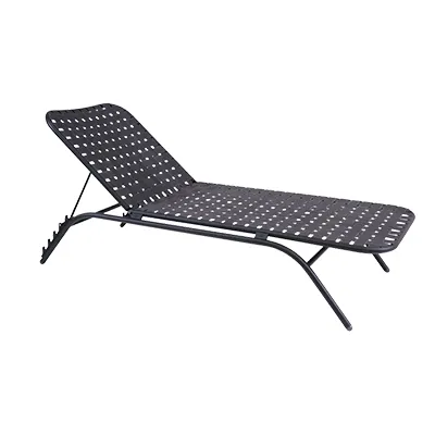 emu 504 Yard Outdoor Chaise w/ Woven Elastic Straps, Aluminum with Powder Coat Finish