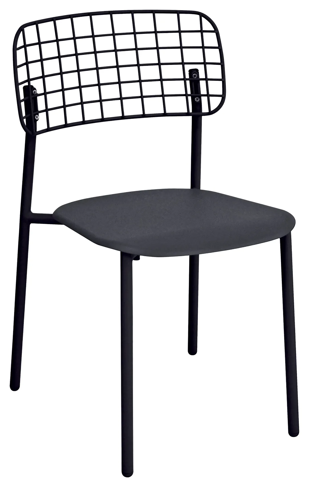 emu 615 Lyze Outdoor Stacking Side Chair w/ Aluminum Seat & Stainless Steel Back