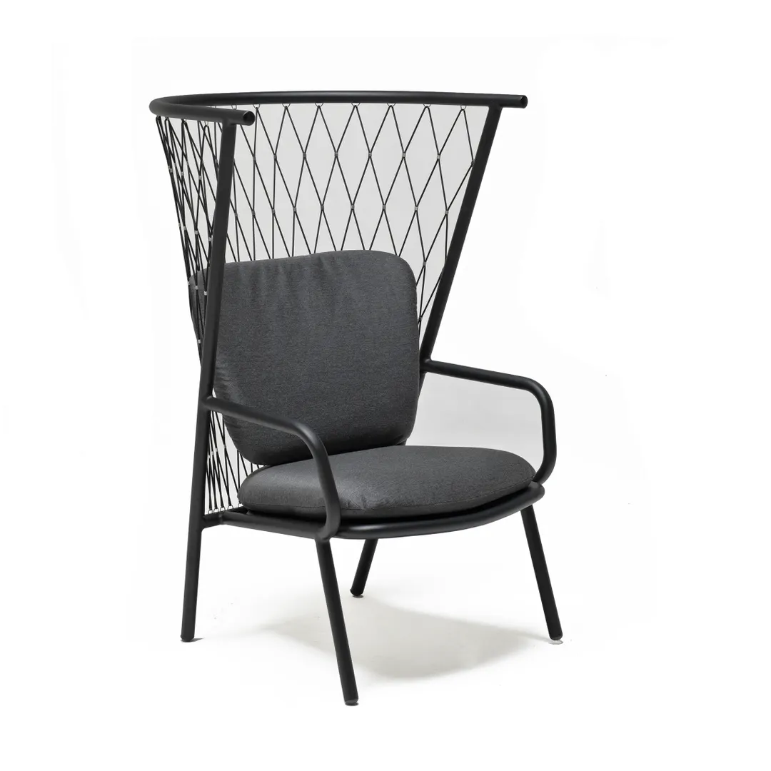 emu 627 Nef Lounge Chair w/ Solid Aluminum Seat & Synthetic Rope Back - Outdoor/Indoor