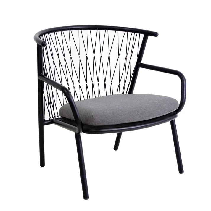 emu 628 Nef Stacking Lounge Chair w/ Aluminum Seat & Synthetic Rope Back - Outdoor/Indoor