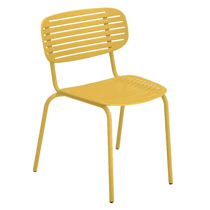 emu 639 Mom Outdoor Stacking Side Chair w/ Solid Steel Cut-Nut Style Back & Seat