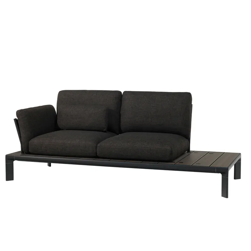 emu E764 Lounge Loveseat w/ Slatted Wood Plastic Composite & Aluminum Base Frame