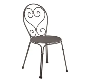 emu 909 Pigalle Outdoor Stacking Side Chair w/ Steel with Design Pattern Back & Steel Seat