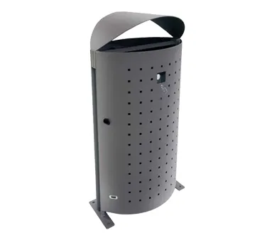emu U694L Outdoor 51 Gallon Grey Dara Litter Bin with Ashtray & Snuffer