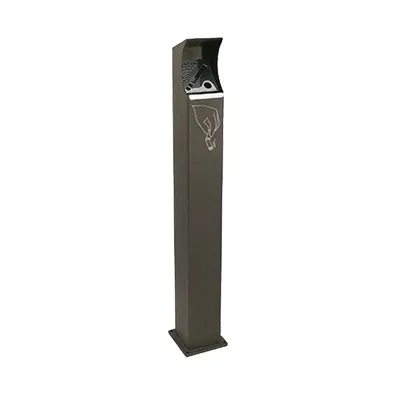 emu UVC1 Pole Cigarette Receptacle - 6-1/2" x 6-1/2" x 39-1/2"H, Steel, Grey Brown