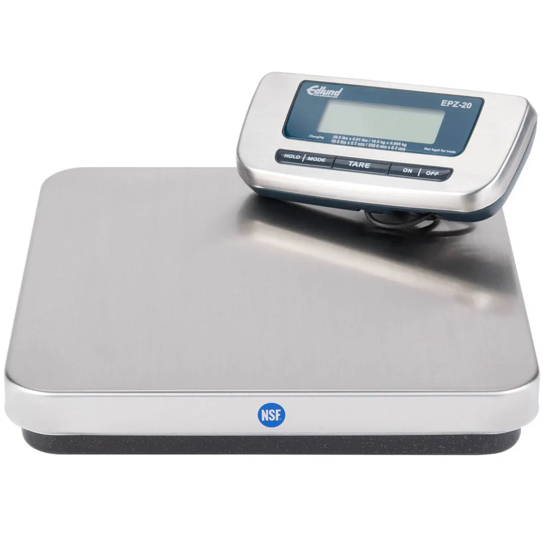 Edlund EPZ-20 Pizza Scale - 1\" LCD, 12-1/4\"x12-1/2\" Stainless Platform, 10-29 lb Capacity, Wall Mount