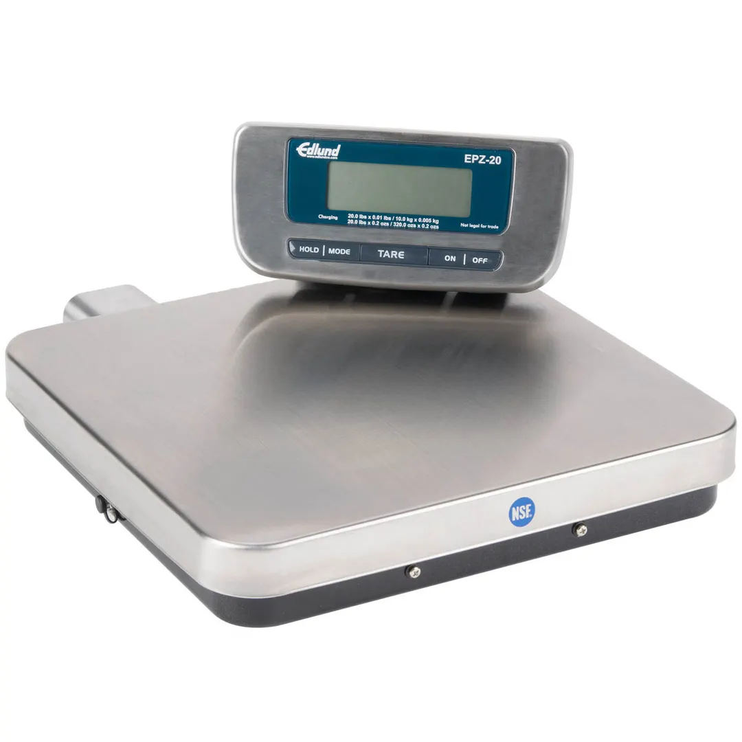 Edlund EPZ-20F Pizza Scale – 1" LCD, 12-1/4" x 12-1/2" Stainless Platform, 10-29 lb Capacity, Tare Button