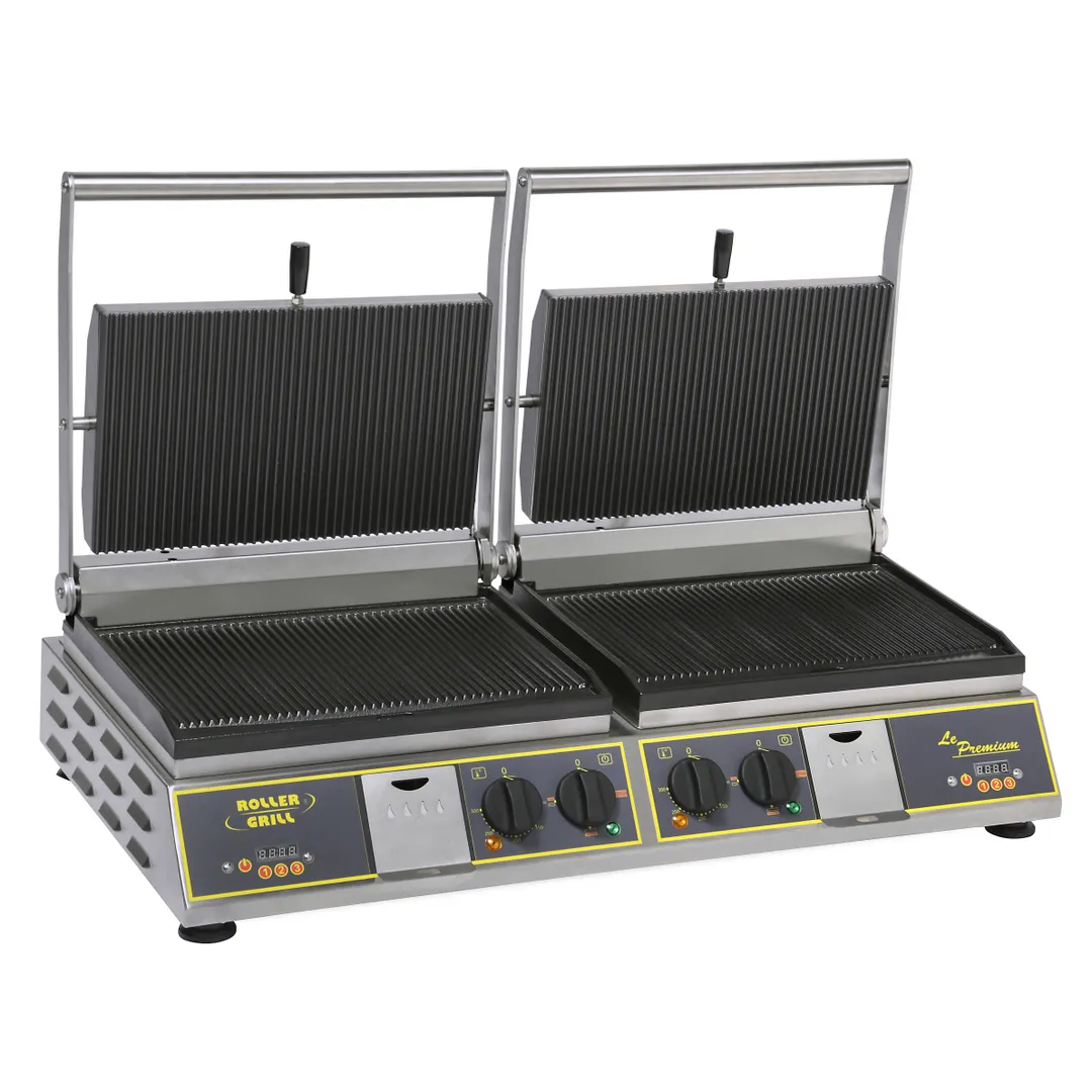 Equipex DIABLO PREMIUM 33" Double Panini Press w/ Timer, Cast Iron Grooved Plates, 208/240V