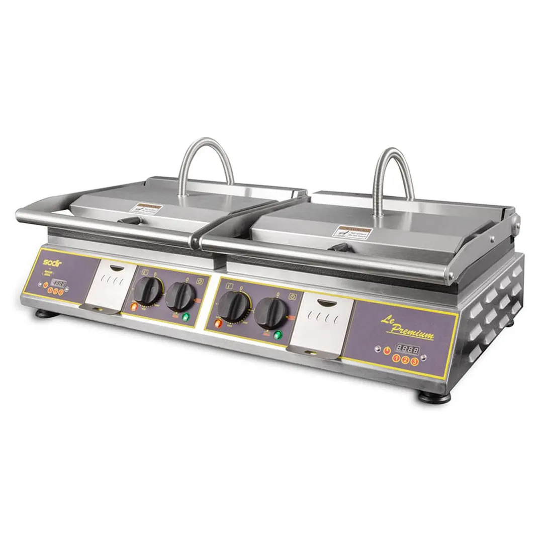 Equipex DIABLO PREMIUM 33" Double Panini Press w/ Timer, Cast Iron Grooved Plates, 208/240V