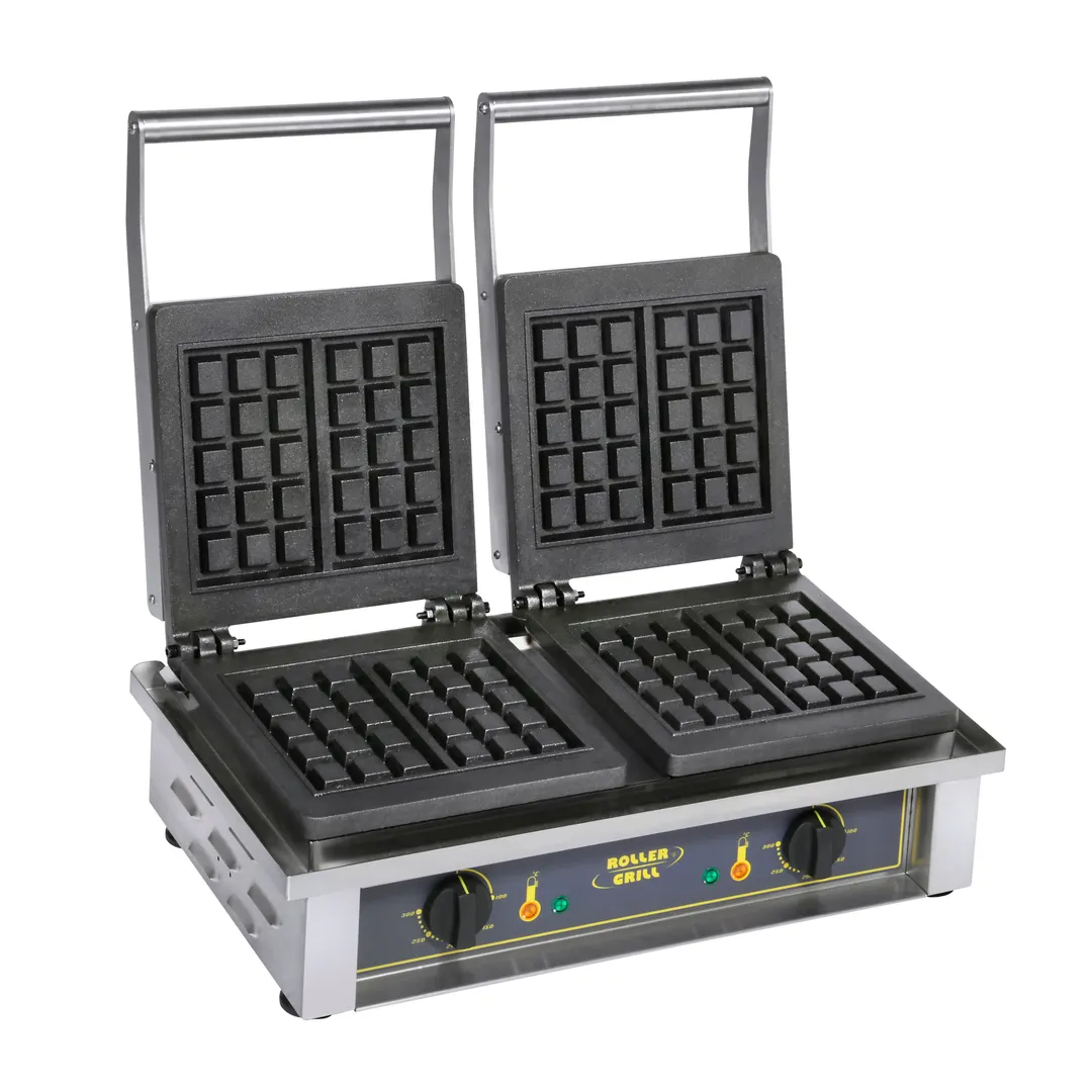 Equipex GED10 Double Brussels Waffle Baker w/ Cast Iron Grids, Thermostatic Controls