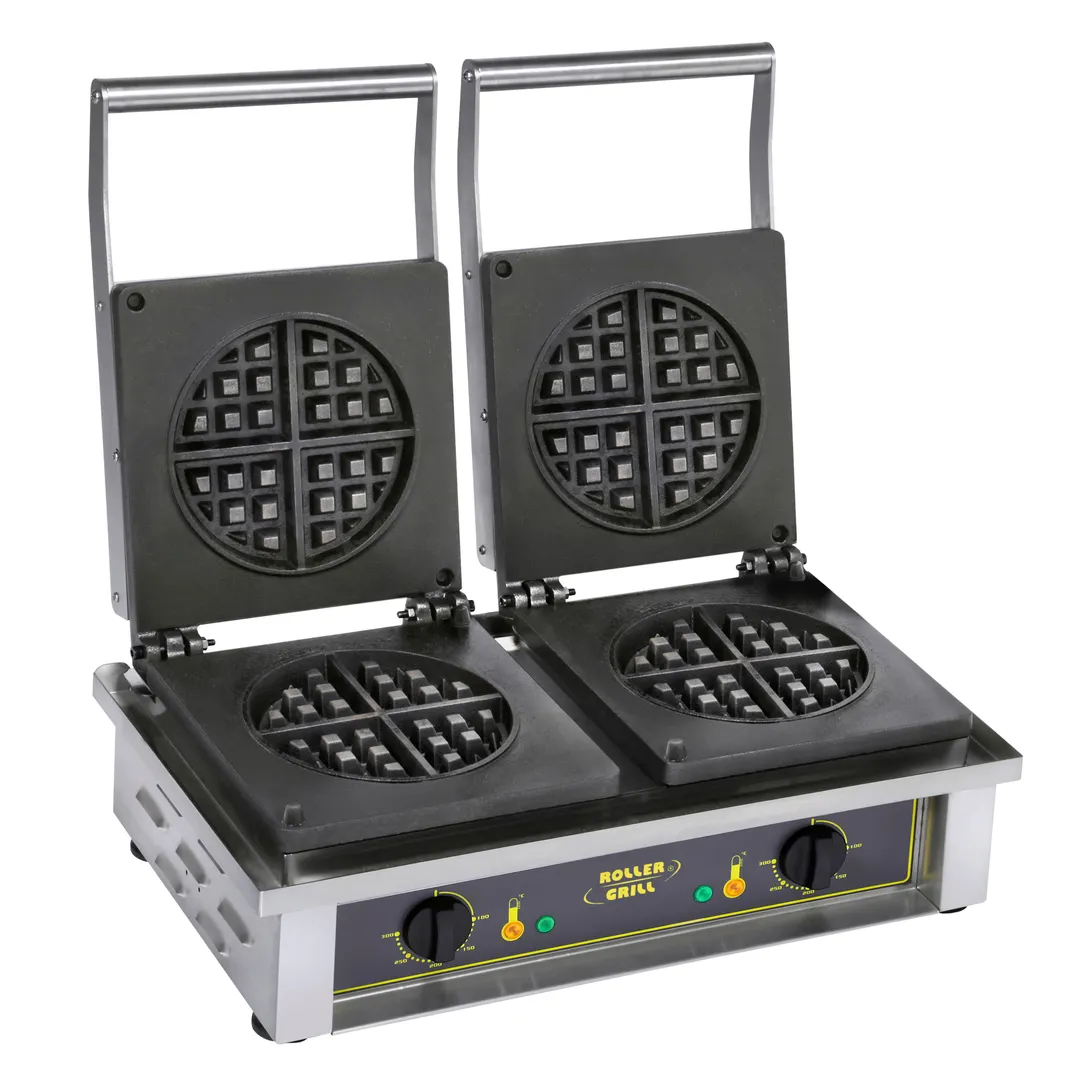 Equipex GED75 Double Classic Belgian Waffle Baker w/ Cast Iron Grids, 3300W