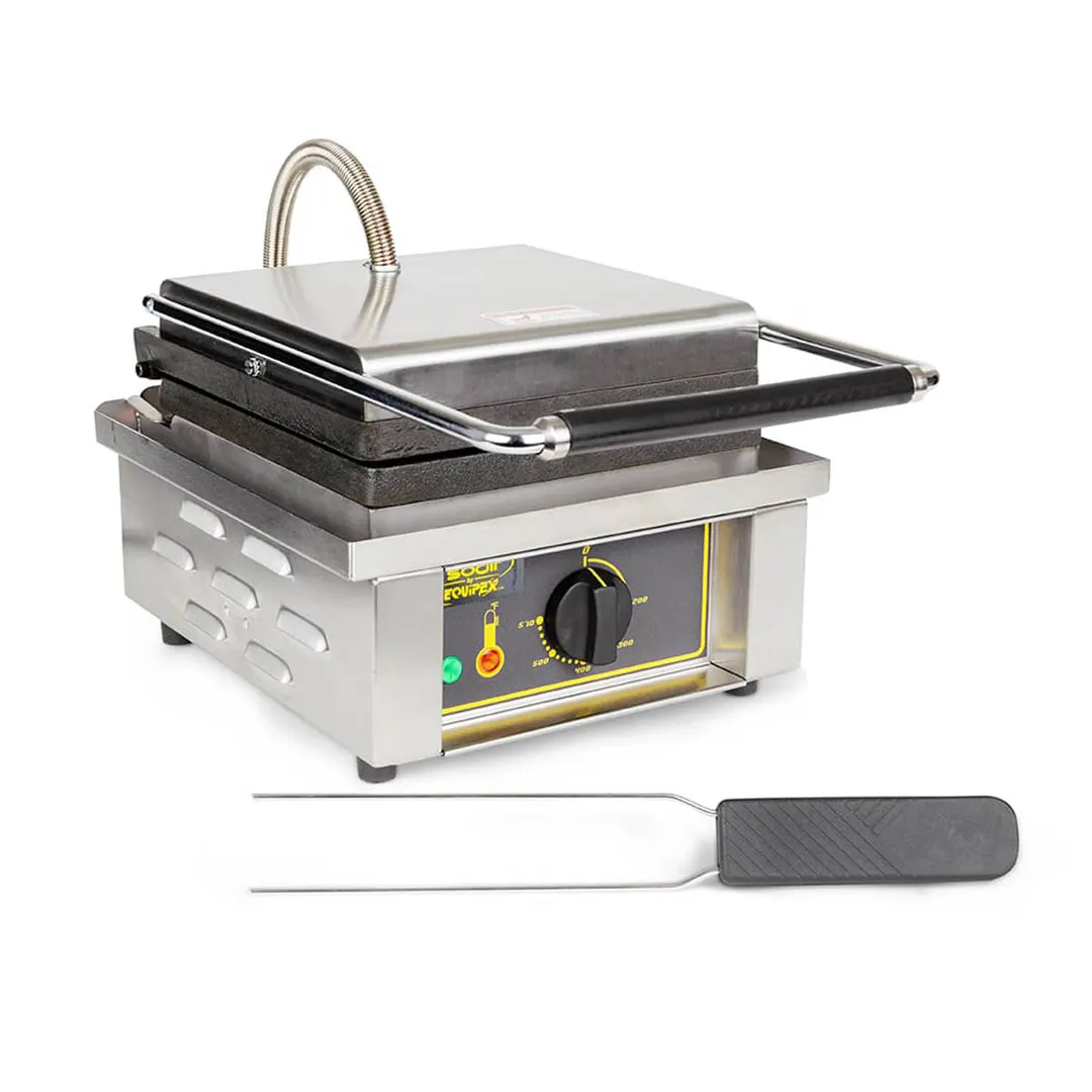 Equipex GES20 Single Liege Waffle Baker, Cast Iron Plates- Heavy Duty Top Plate