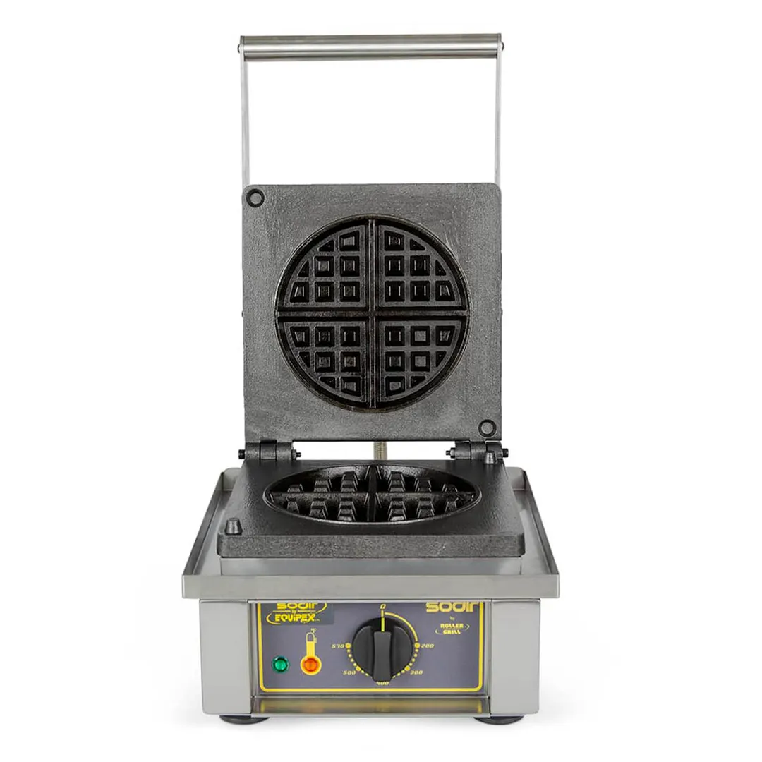 Equipex GES75 Single Classic Belgian Waffle Baker, Cast Iron Plates- Heavy Duty Top Plate