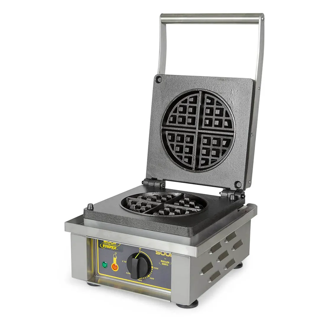 Equipex GES75 Single Classic Belgian Waffle Baker, Cast Iron Plates- Heavy Duty Top Plate