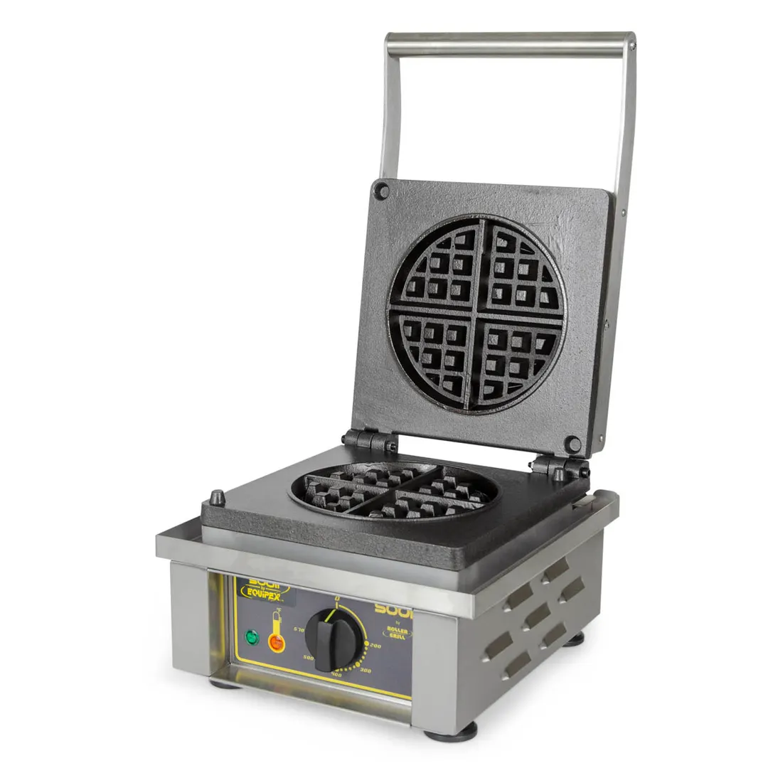 Equipex GES75/1 Single Classic Belgian Waffle Baker, Cast Iron Plates- Heavy Duty Top Plate