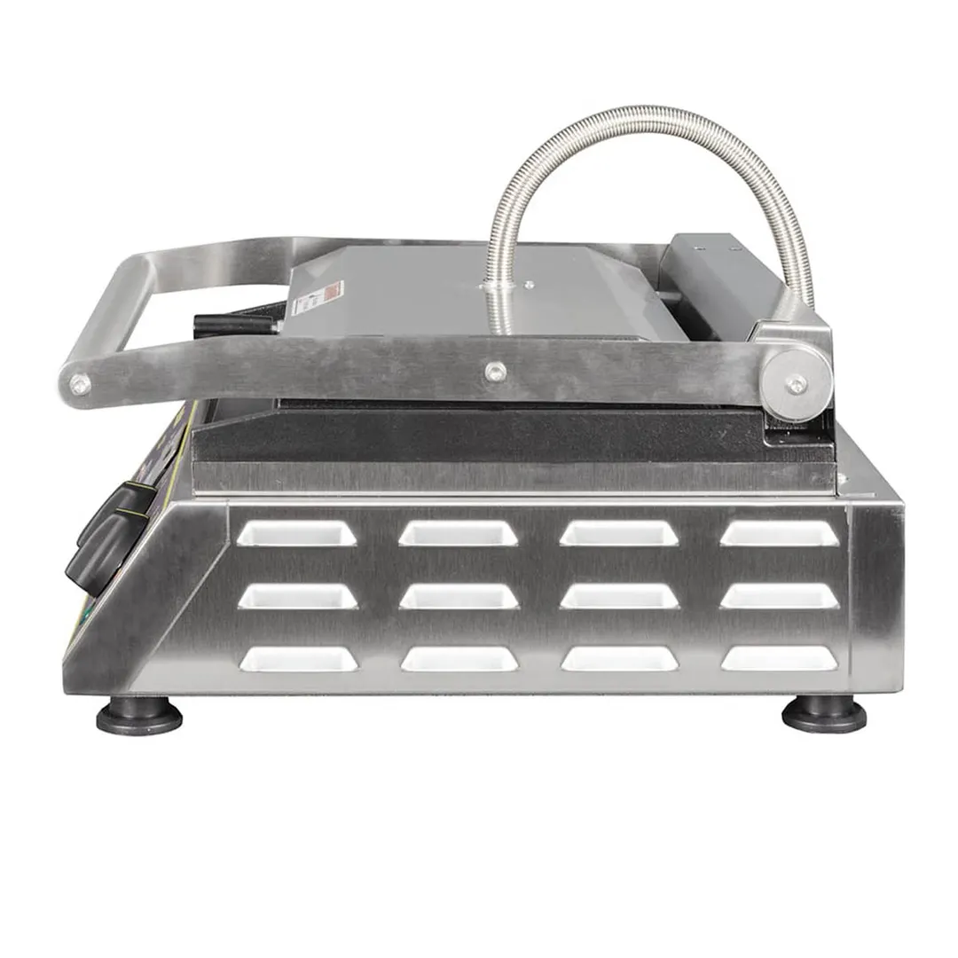 Equipex PANINI PREMIUM/1 16" Single Panini Press w/ Timer, Cast Iron Grooved Plates,120V