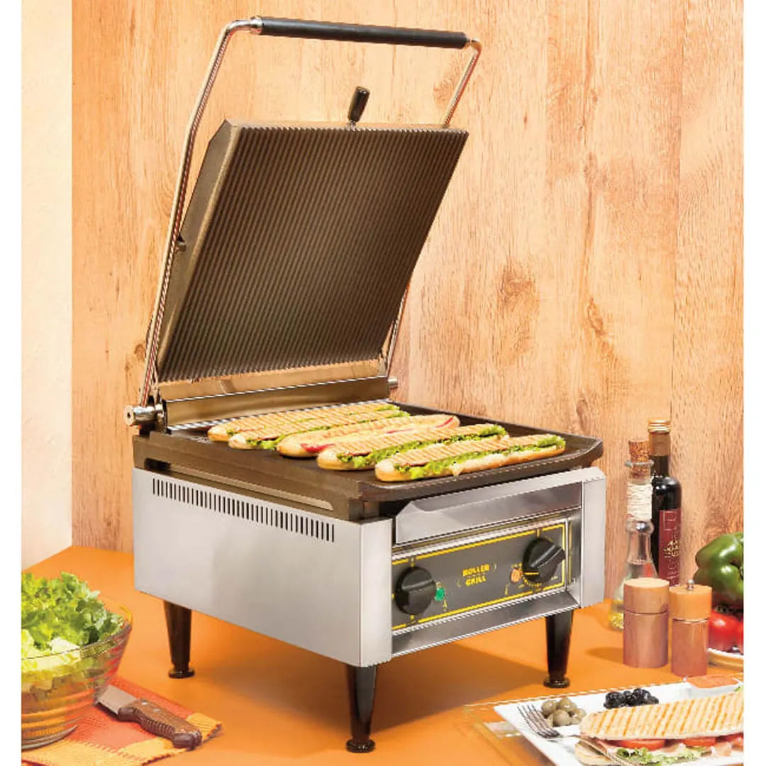 Equipex PANINI XL 17" Single Commercial Panini Press w/ Cast Iron Grooved Plates, 208/240V
