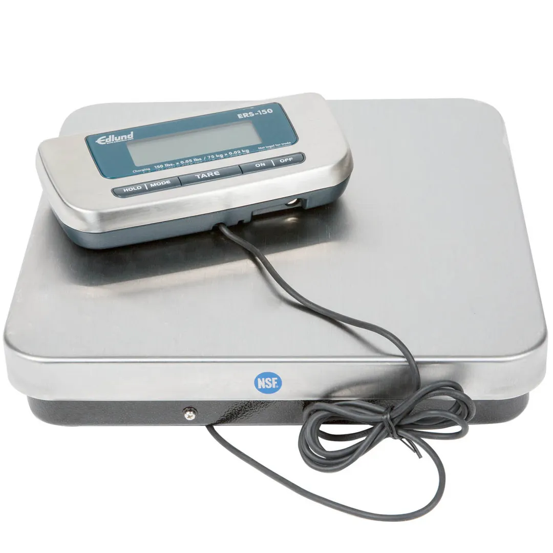Edlund ERS-150 - 150 Lbs/75 Kg Rec Receiving Scale, 12"x12" Steel Platform, 4C, DualV, 65-350lb, CSA/UL