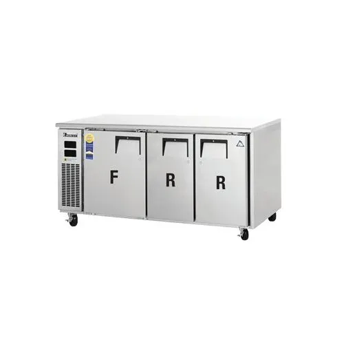 Everest ETRF3 71" Undercounter/Worktop Refrigerator Freezer Combo w/ 3 Doors, 14 (R) - 9 (F) cu. ft. – Dual Temp