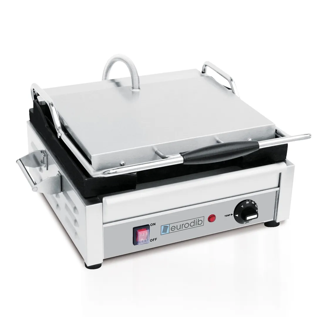 Eurodib SFE02340120 16" Single Panini Sandwich Grill w/ Cast Iron Smooth Plates, 120V