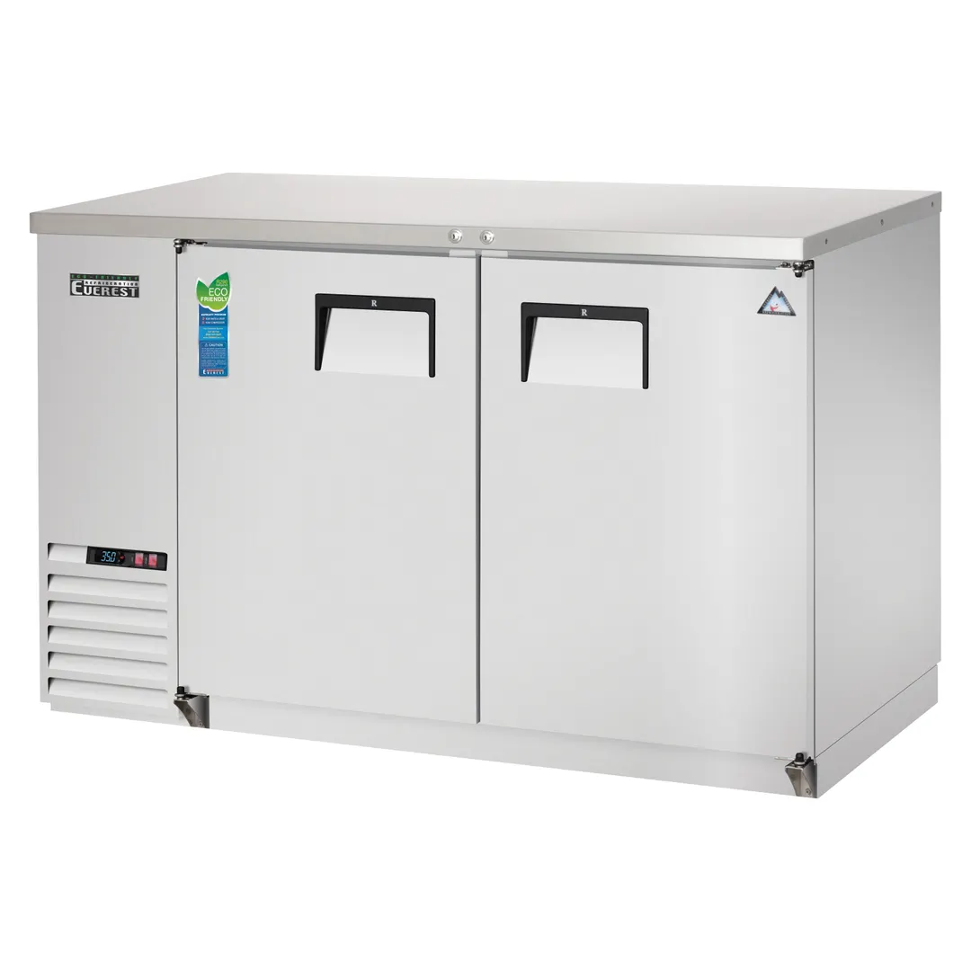 Everest EBB59-SS 57" Two Section Back Bar Cooler with Solid Door, 20.0 cu. ft.