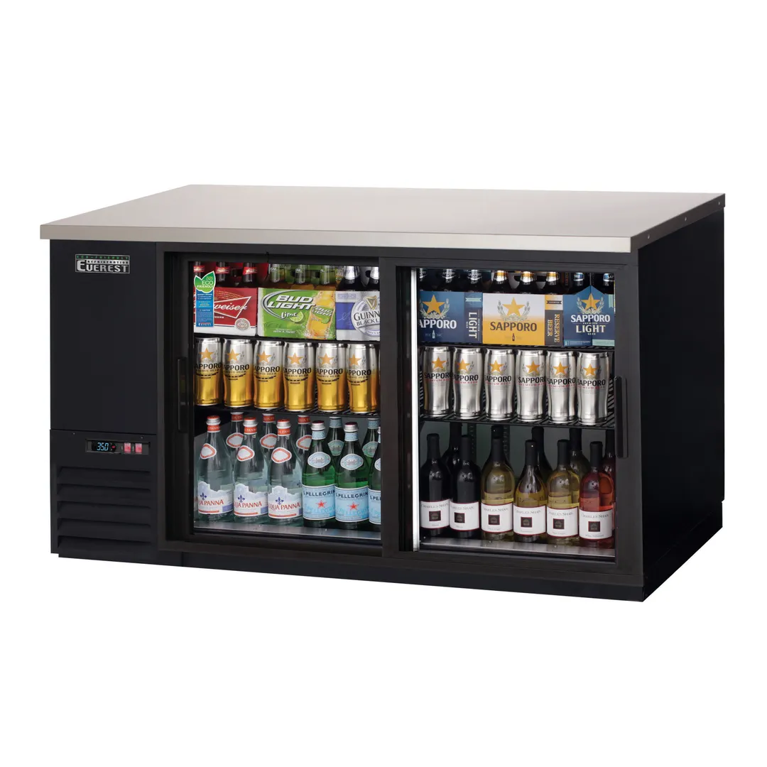 Everest EBB69G-SD 68" Two Section Back Bar Cooler with Glass Door, 20.0 cu. ft.
