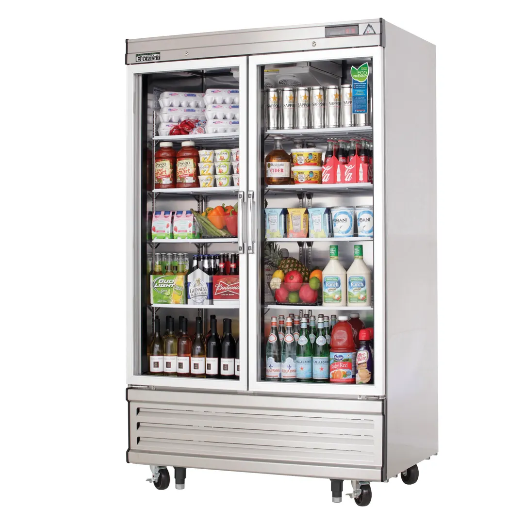 Everest EBGNR2 39" 2-Section Reach-In Refrigerator w/ 2 Glass Full Doors, Bottom Mount, Stainless Steel, 33 cu. ft.
