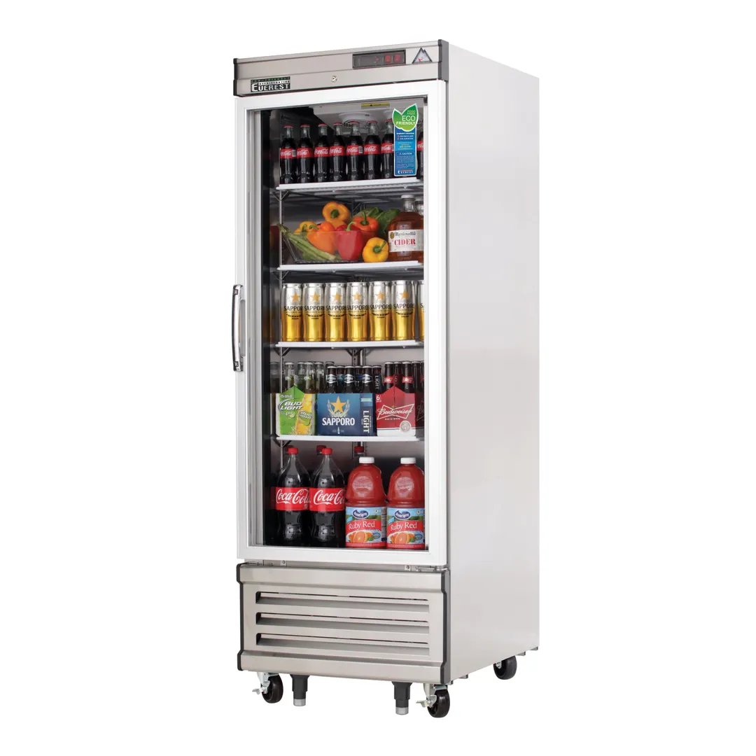 Everest EBGR1 27" 1-Section Reach-In Refrigerator w/ Glass Full Door, Bottom Mount, Stainless Steel, 21 cu. ft.