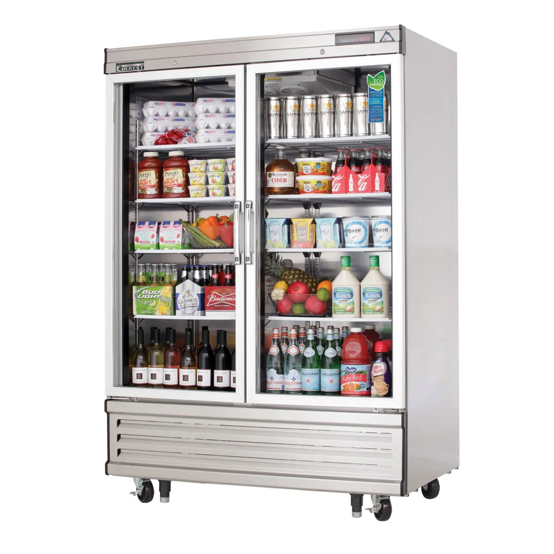 Everest EBGR2 54" 2-Section Reach-In Refrigerator w/ 2 Glass Full Doors, Bottom Mount, Stainless Steel, 50 cu. ft.