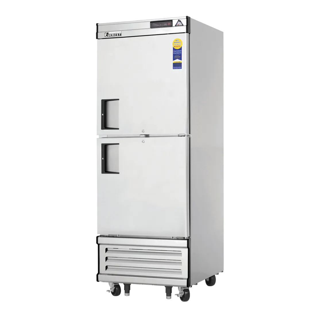 Everest Refrigeration EBWFH2 29" 2-Half Solid Door Reach-In Freezer, Bottom Mount, 23 cu. ft., Stainless Steel