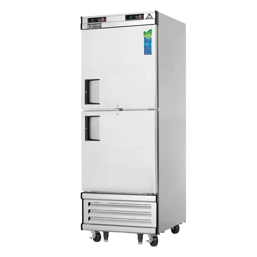 Everest EBWRFH2 29" 1-Section Reach-In Refrigerator Freezer Combo w/ 2 Half Solid Doors, Bottom Mount