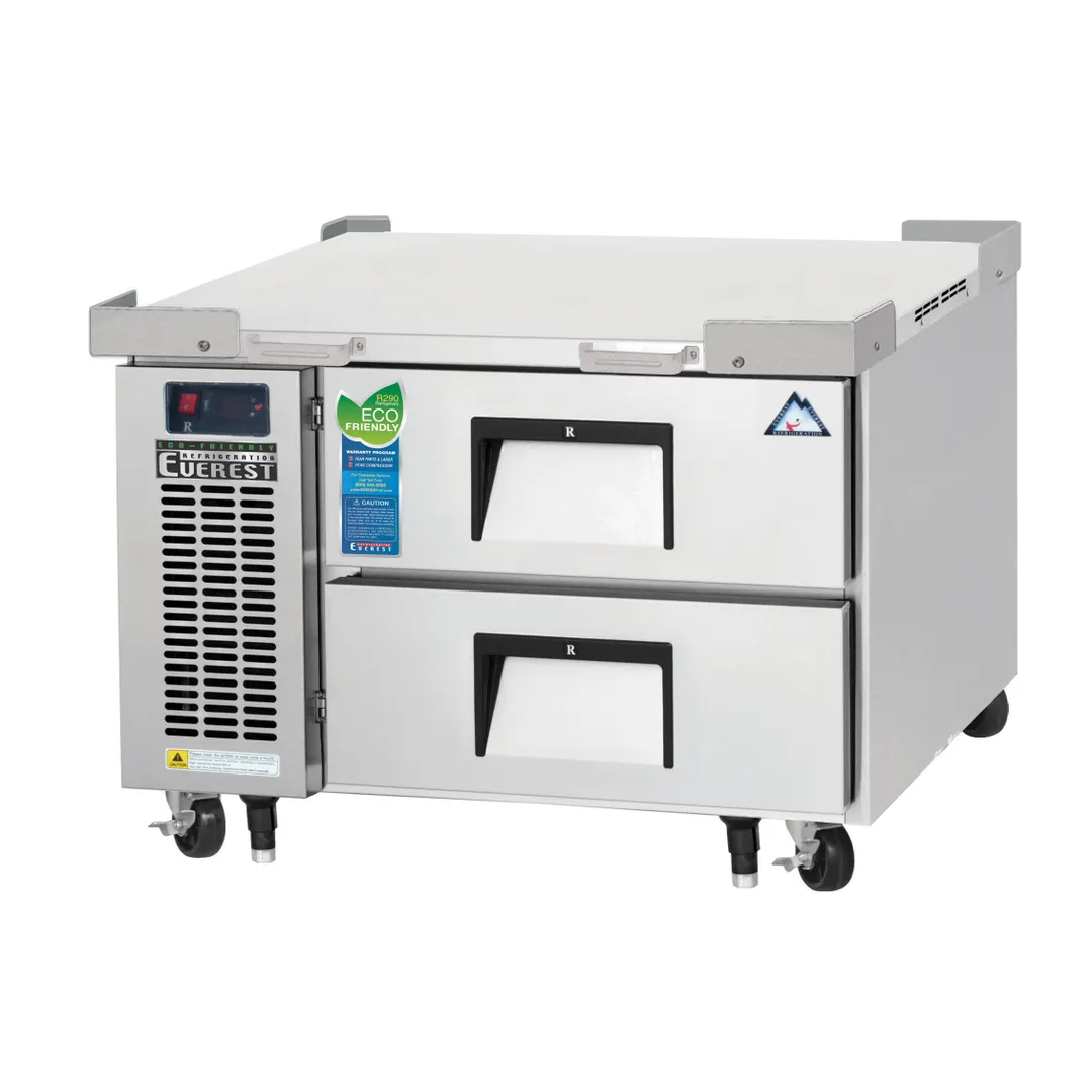 Everest ECB36D2 36" 1- Section Refrigerated Chef Base w/ Heavy Duty 2 Drawers