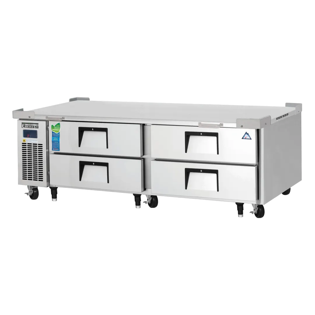 Everest ECB72D4 72" 2- Section Refrigerated Chef Base w/ Heavy Duty 4 Drawers