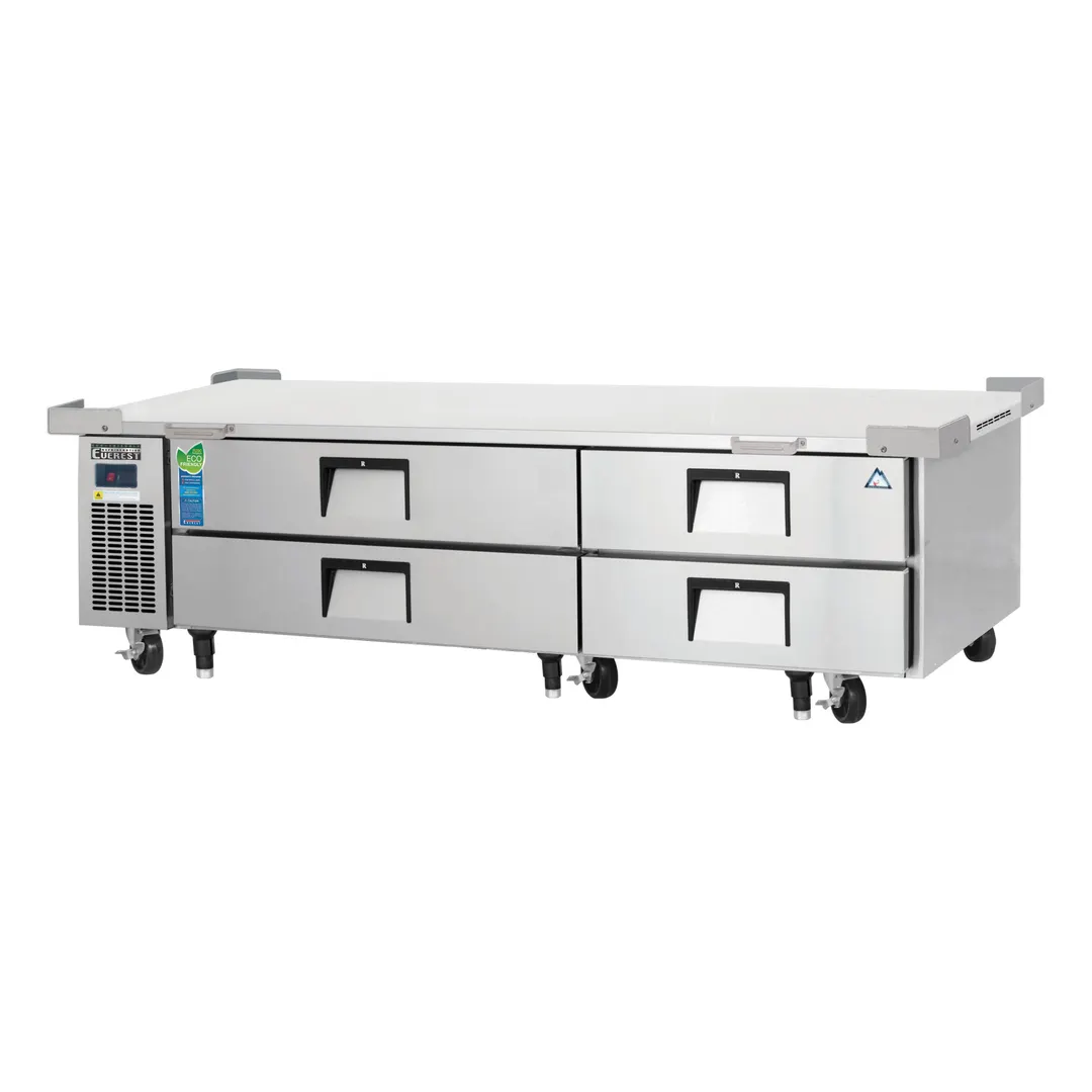 Everest ECB82-86D4 86" 2- Section Refrigerated Chef Base w/ Heavy Duty 4 Drawers