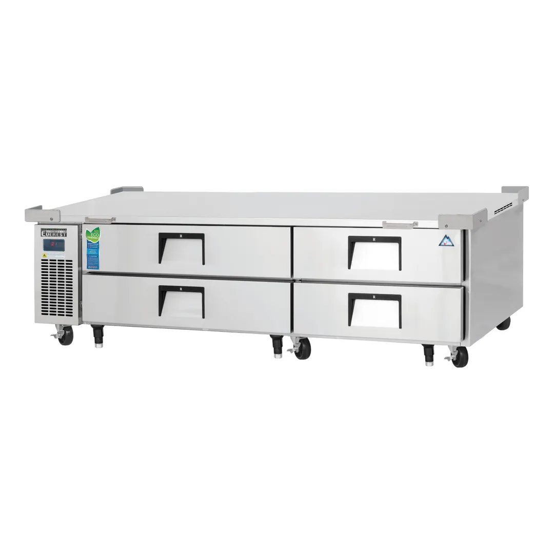Everest ECB82D4 82" 2- Section Refrigerated Chef Base w/ Heavy Duty 4 Drawers