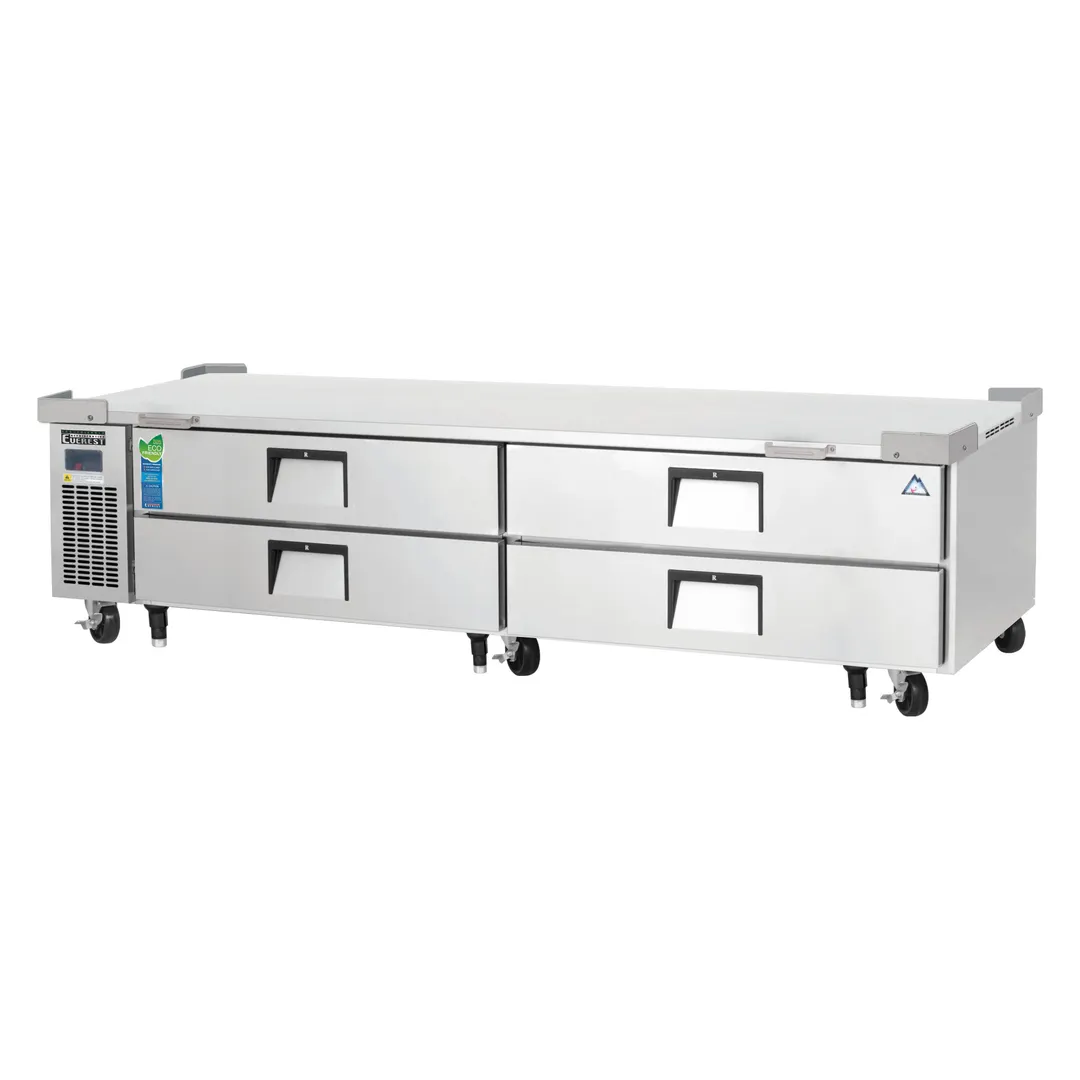 Everest ECB96D4 95" 2- Section Refrigerated Chef Base w/ Heavy Duty 4 Drawers