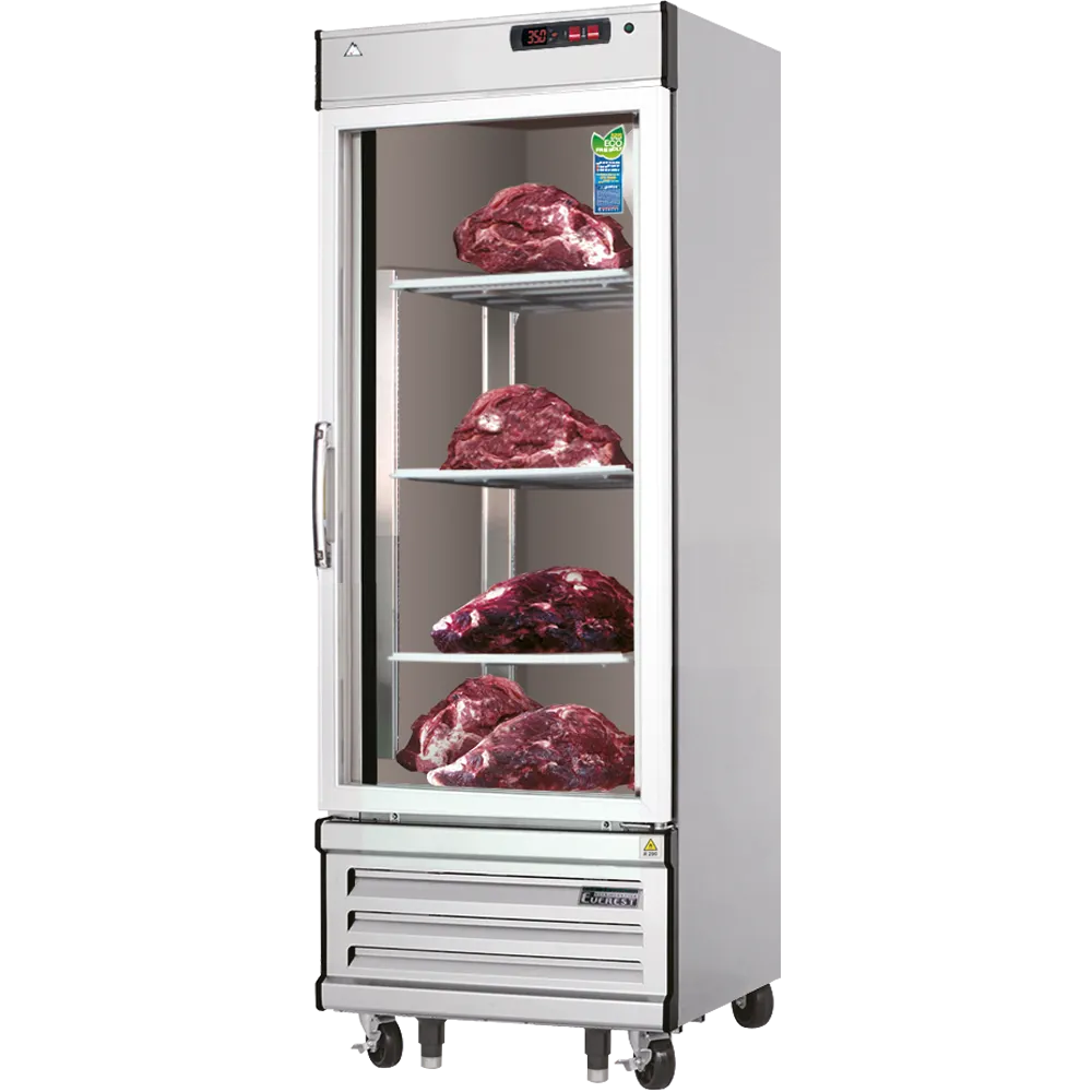 Everest EDA1-S 24" Dry Aging & Thawing Cabinet – 10.0 cu. ft., One‑Section, Stainless Steel Shelves, Glass Hinged Door
