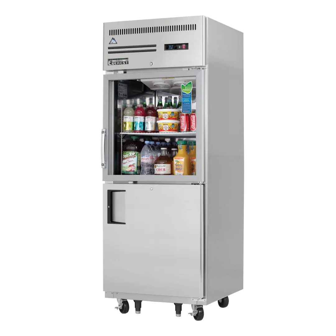 Everest EGSH2 29" 1-Section Reach-In Refrigerator w/ Solid & Glass Half Door, Top Mount, Stainless Steel, 23 cu. ft.