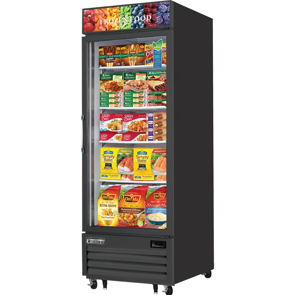 Everest Refrigeration EMGF23B 29" 1 Glass Door Freezer Merchandiser in Black, 23 cu. ft.