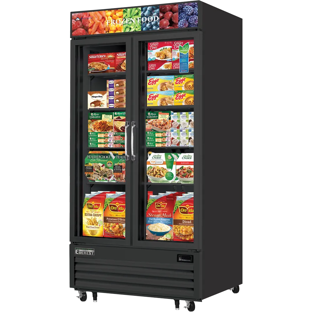 Everest Refrigeration EMGF36B 41" 2 Glass Door Freezer Merchandiser in Black, 36 cu. ft.