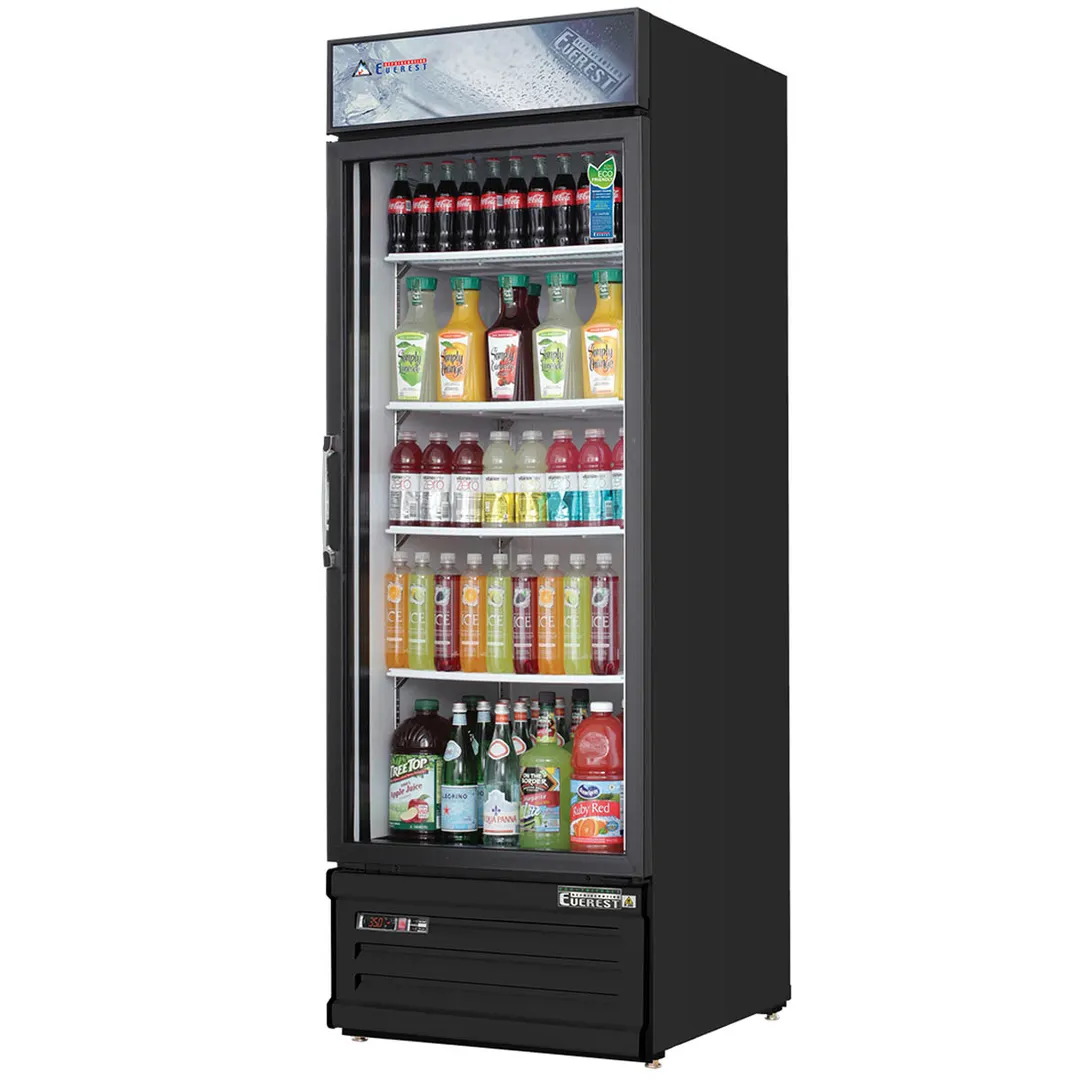 Everest EMGR10B 24" One Door Merchandiser Refrigerator, Black Exterior, 10 cu. ft.