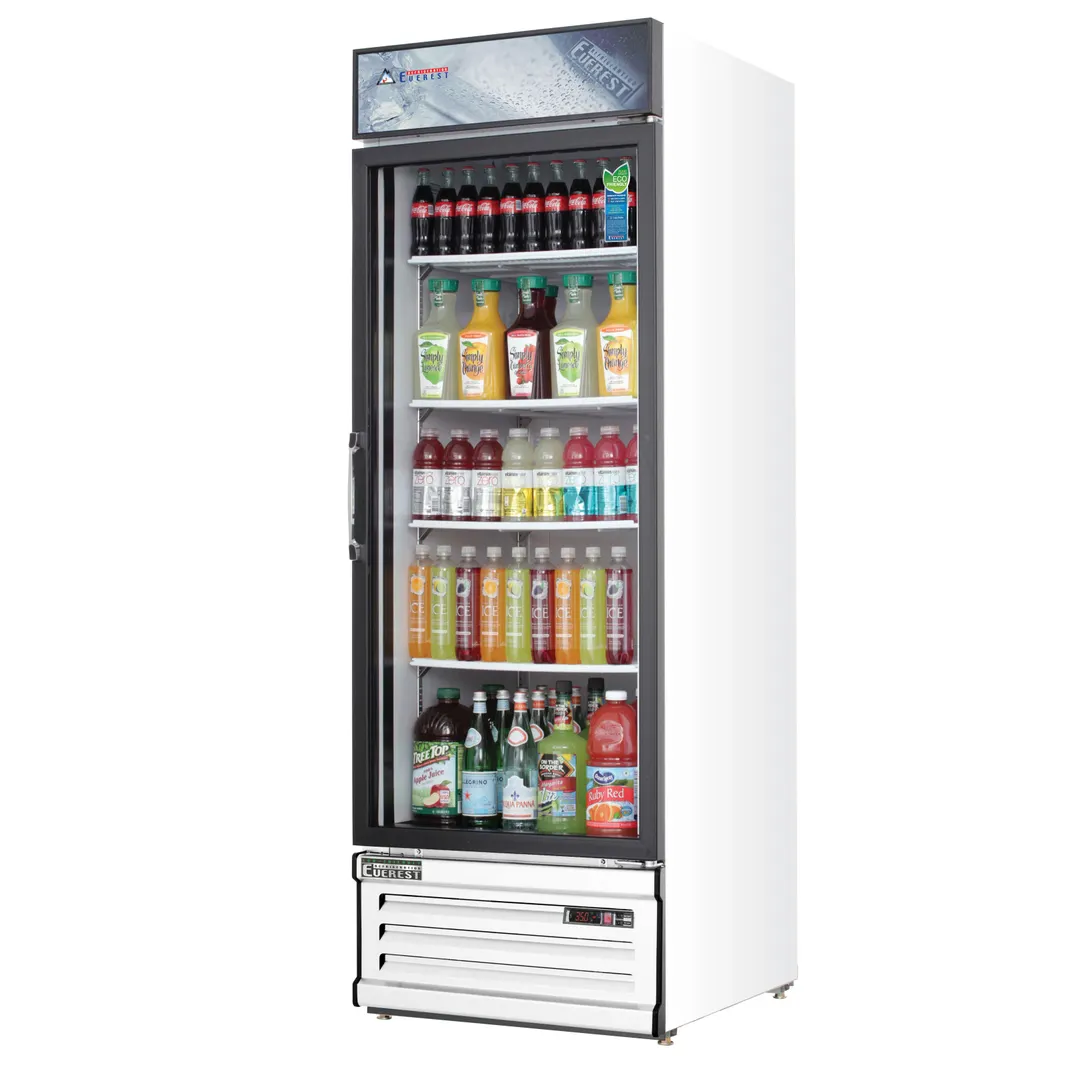 Everest EMGR20 24" One Door Merchandiser Refrigerator, White Exterior, 20 cu. Ft.