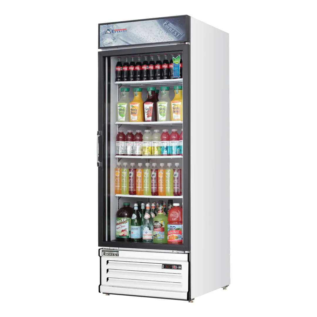 Everest EMGR24 28" One Door Merchandiser Refrigerator, White Exterior, 25 cu. ft.
