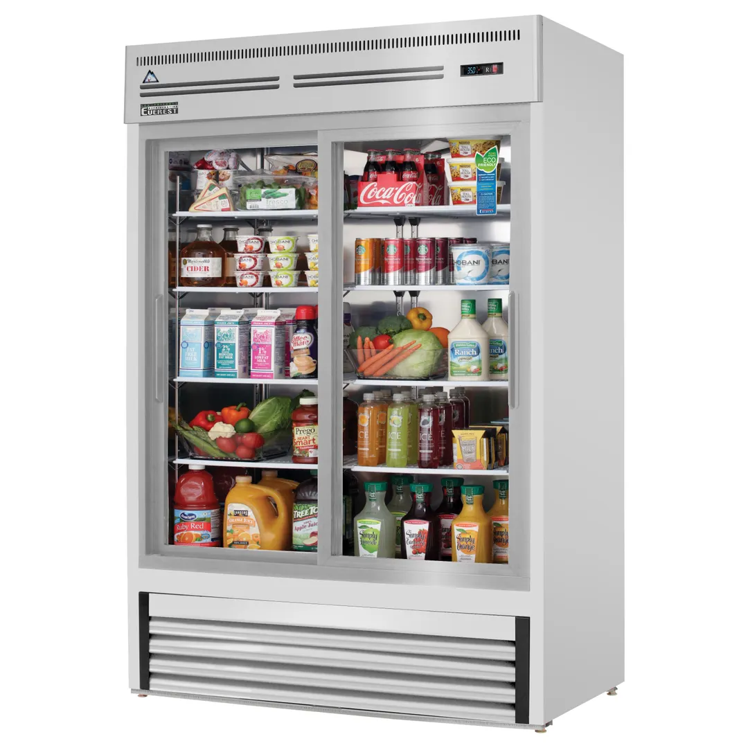 Everest EMGR48-SS 53" Two Door Merchandiser Refrigerator, Stainless Steel Exterior, 48 cu. ft.