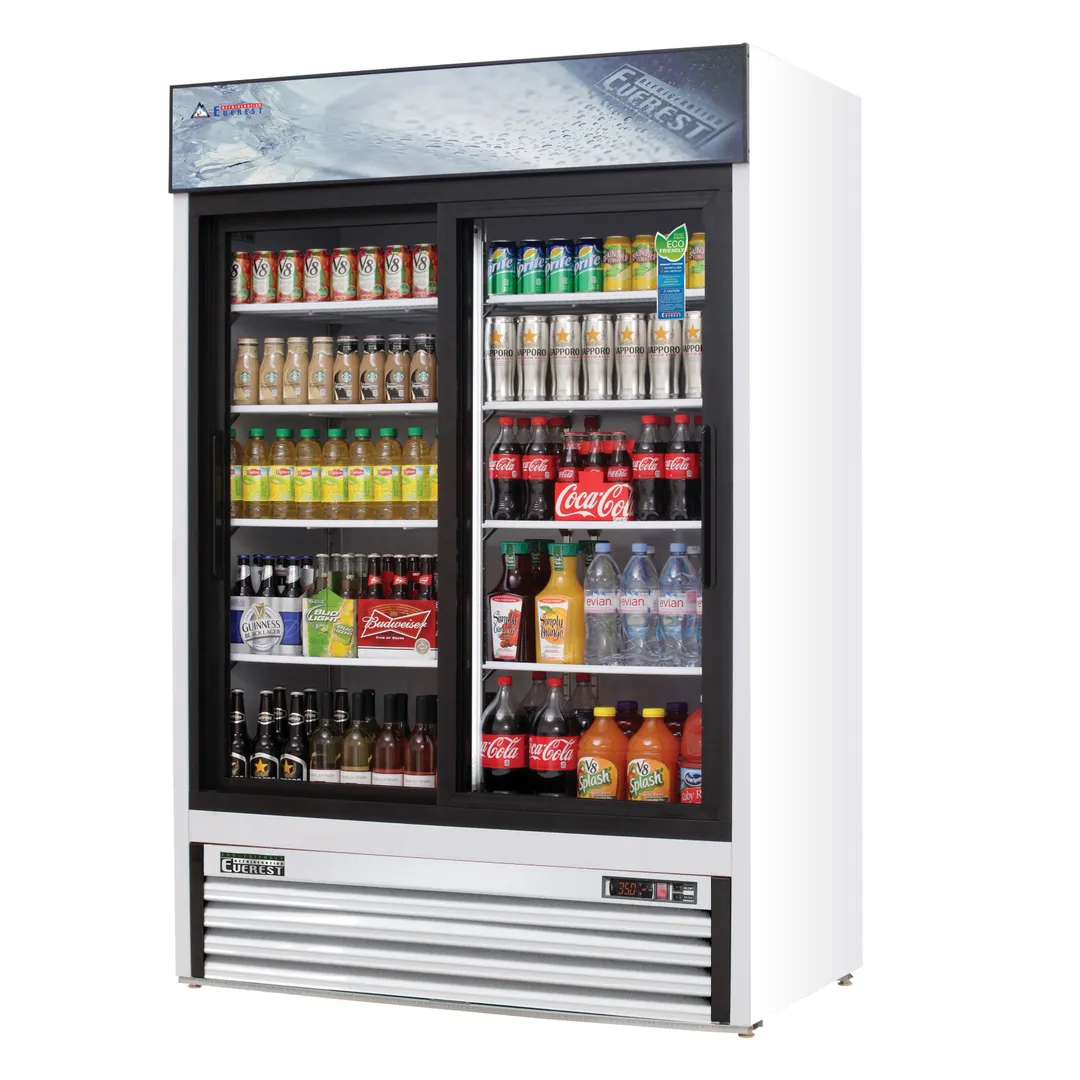 Everest EMGR48 53" Two Door Merchandiser Refrigerator, White Exterior, 48 cu. ft.