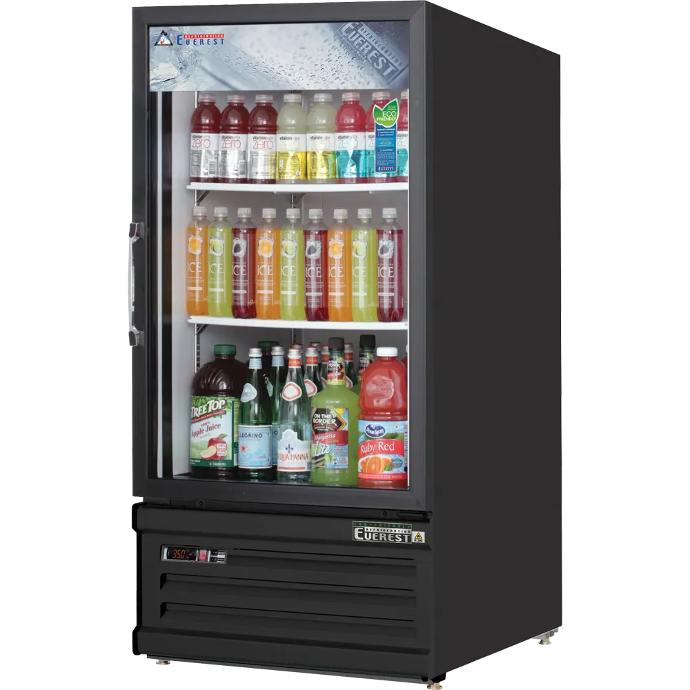 Everest EMGR8B 24" One Door Merchandiser Refrigerator in Black, 8 cu. ft.