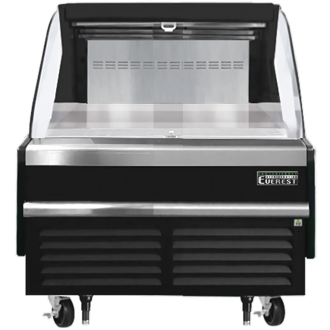 Everest EOMH-36-B-35-S 37" Horizontal Open Air Merchandiser in Black, Deck Only, Open Curved, 5.6 cu. ft.