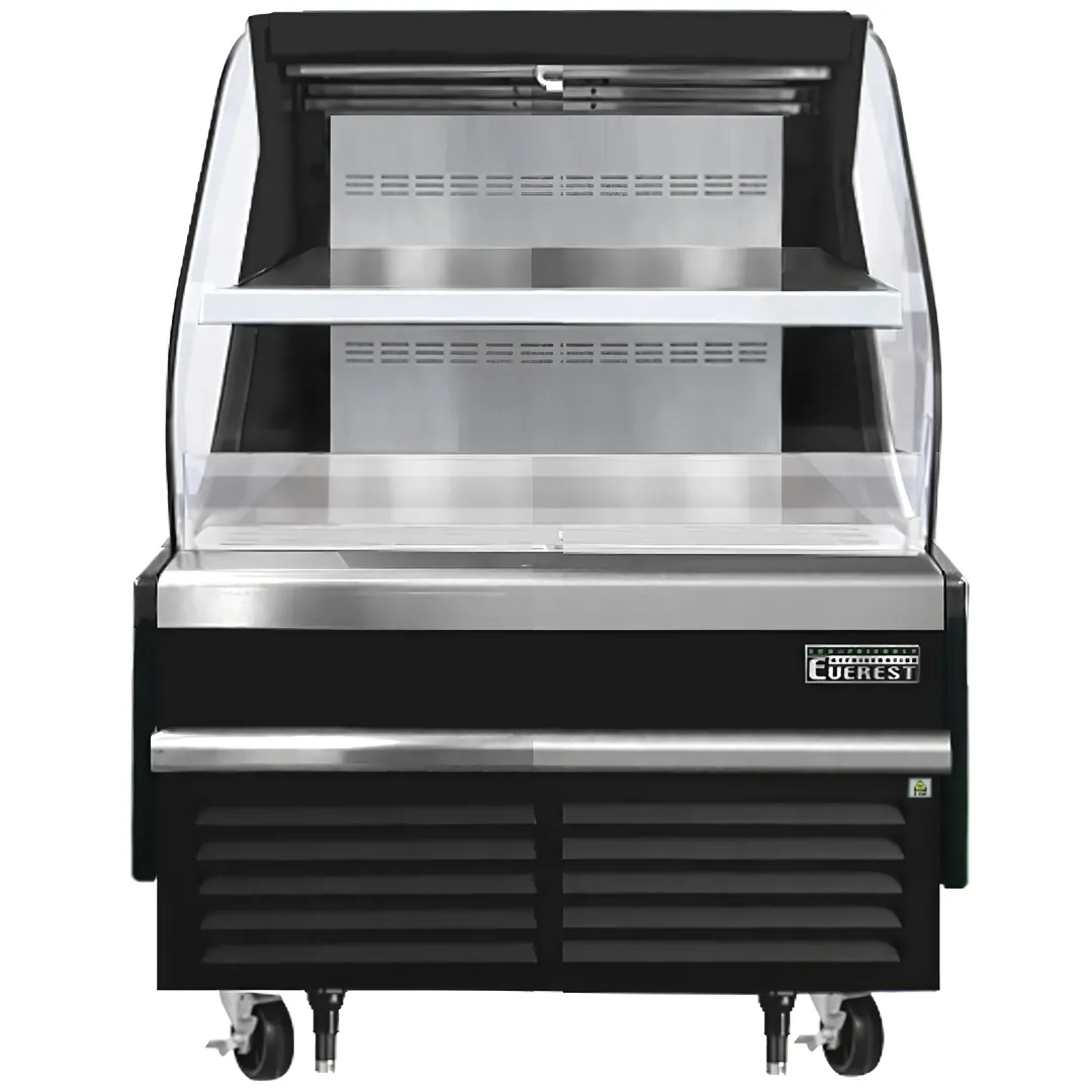 Everest EOMH-36-B-35-T 37" Horizontal Open Air Merchandiser in Black, 1 Shelf, Open Curved, 7.4 cu. ft.