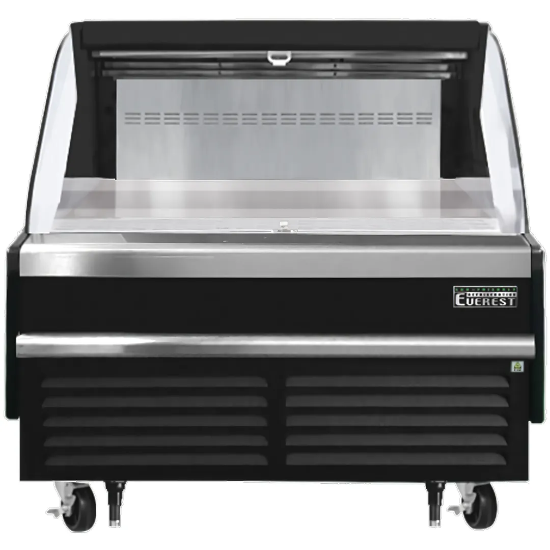 Everest EOMH-48-B-35-S 48" Horizontal Open Air Merchandiser in Black, Deck Only, Open Curved, 7.3 cu. ft.