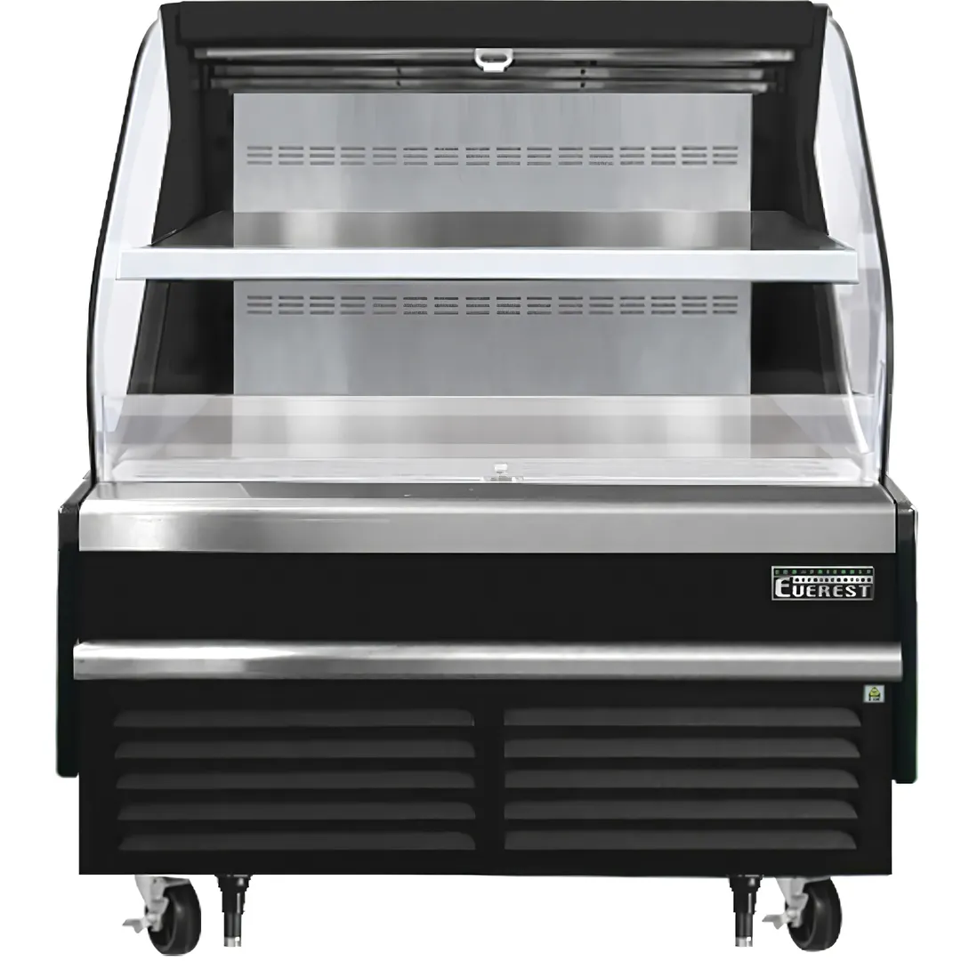 Everest EOMH-48-B-35-T 48" Horizontal Open Air Merchandiser in Black, 1 Shelf, Open Curved, 9.7 cu. ft.
